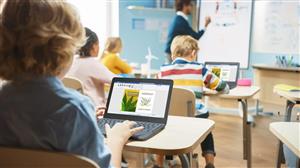 Student using a laptop