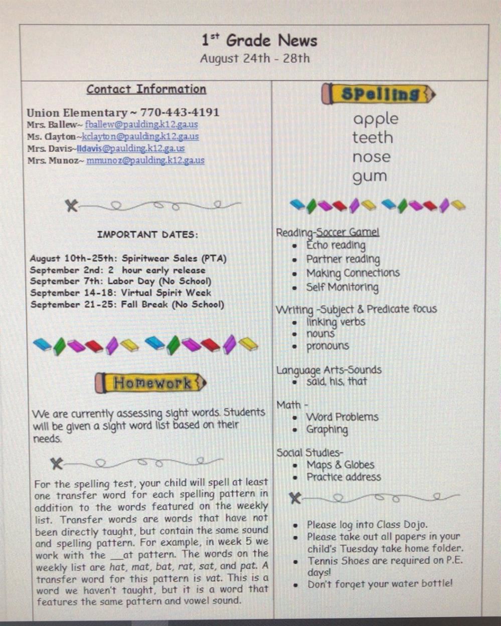 Aug. 24 News Letter